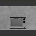 Vintage Gray TV Displayed On Concrete Stand With Textured Background Wall