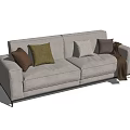 Modern Two Seater Sofa With Brown White Dark Brown Cushions And Brown Blanket