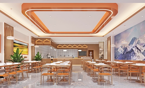 Restaurant noodle shop decoration effect diagram design image 3d model