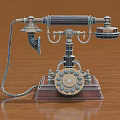 Vintage Rotary Dial Telephone With Wooden Base And Metal Parts As Daily Use Electrical Appliance