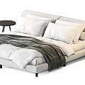 Modern Double Bed With White Pillows Soft Bedding And Dark Throw Blanket 3d model