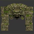 Ancient Stone Archway With Moss Covered Carved Architectural Details