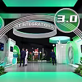 ONE MORE Exhibition Interior With 1.0 2.0 3.0 Tech Displays And People Walking