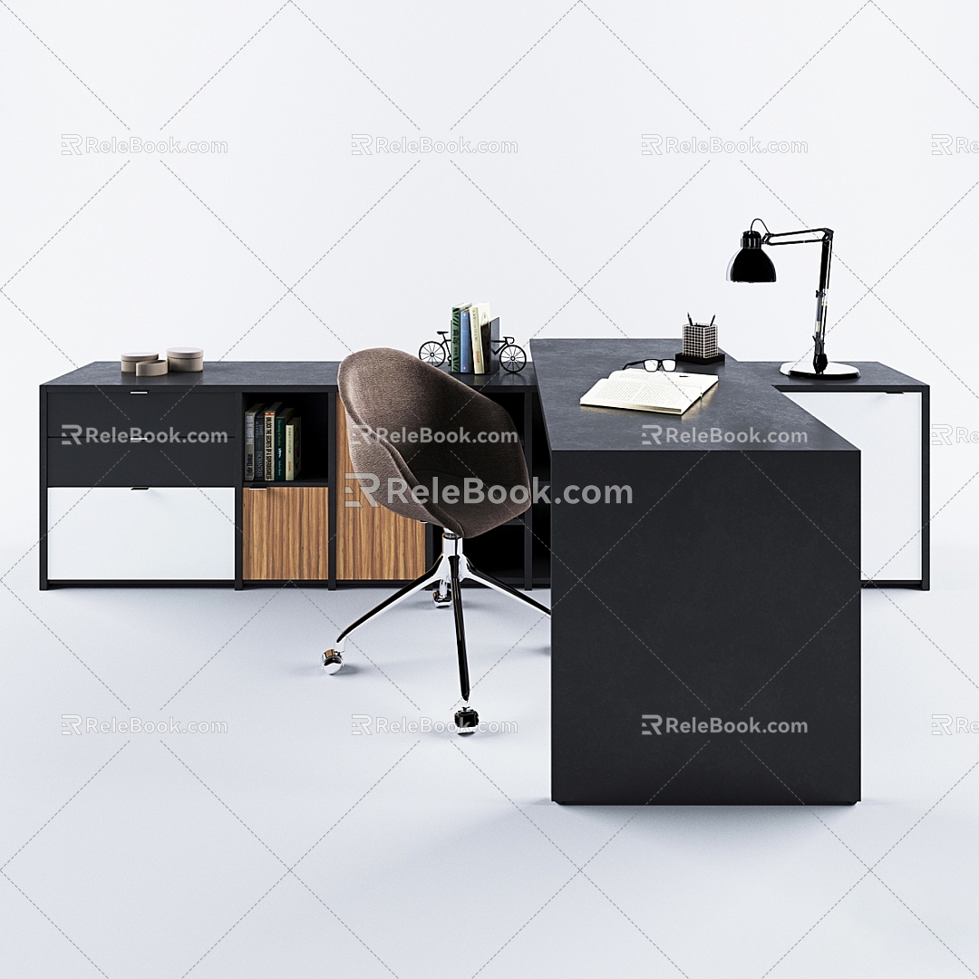 Office Desk and Chair Staff Office Desk and Chair Workstation Staff Position 3d model