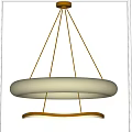Modern Pendant Light With Golden Metal Frame And Double Circular White Lampshade