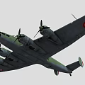 Green Vintage Fighter Aircraft With Multiple Propellers And Round Wing Insignia