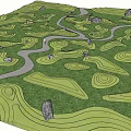 Garden Features Layout With Winding Paths And Various Shaped Green Areas