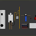 Residential Heating Equipment Setup With Boiler Pipes Valves Controller And Radiator 3d model