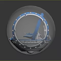 Spherical Transparent Cockpit With Two Blue Seats And Metallic Frame Interior Design