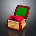 Open Wooden Chest With Green Lining Yellow Clasp And Red Daily Necessities