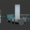 3D Model of Futuristic Vehicle with Circular White Frame Orange Seats Blue Cushion and Propeller