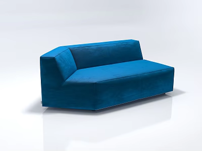 Modern Blue Irregular Shape Sofa With Velvet Upholstery And Unique Design 3d model