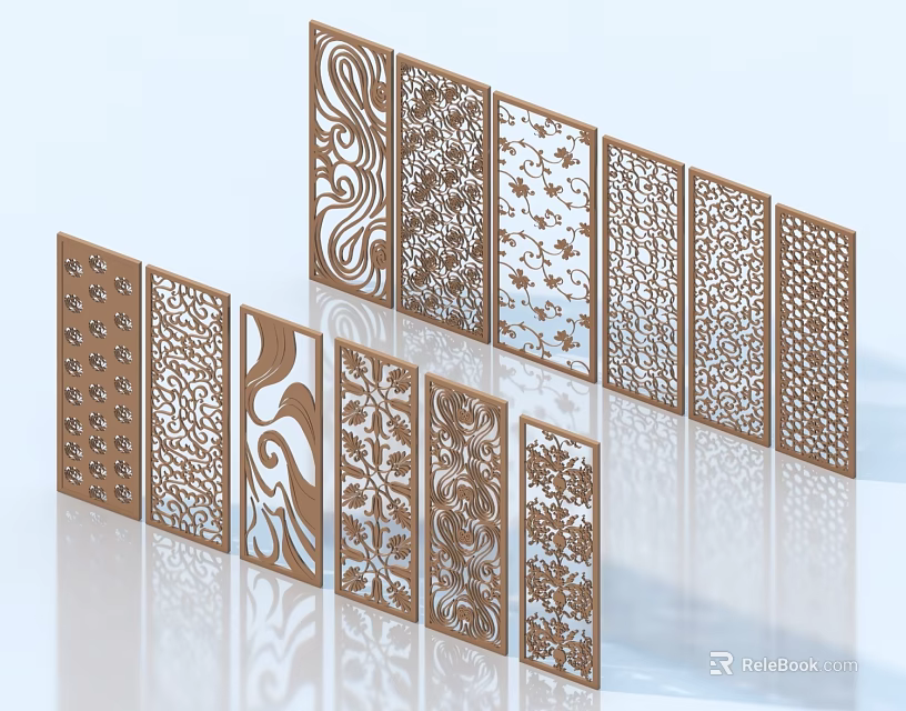 Decorative Wooden Room Dividers With Laser Cut Patterns And Multiple Designs 3d model