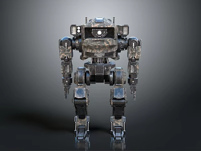 Military Camouflage Robot and Mechanical Creature with Bipedal Armor and Joints Structure 3d model