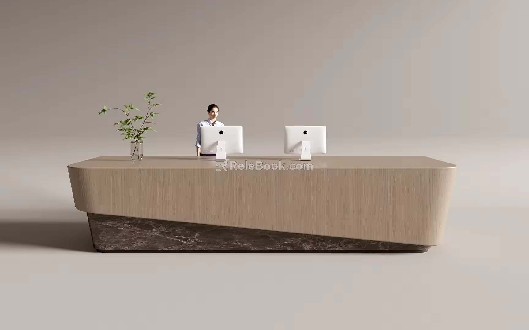 Modern Company Reception Area Bar Reception Desk 3d model
