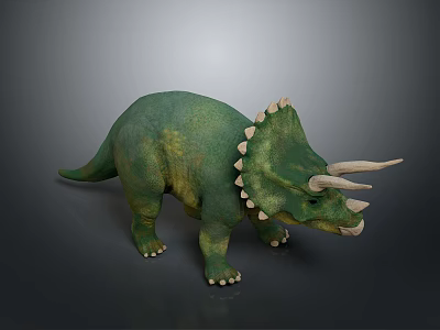 Green Triceratops 3D Model Character With Realistic Spiked Frill And White Horns 3d model