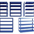 Blue Storage Shelving Units with Different Designs Multi Tier Racks for Home Organization 3d model