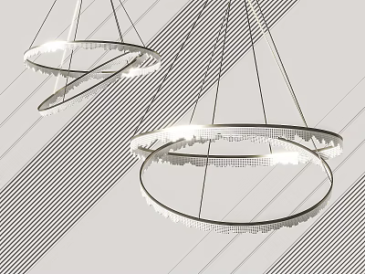 Modern Chandeliers With Circular Rings And Spiral Design For Interior Decor 3d model