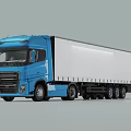 Blue Commercial Utility Truck With Spacious Cab White Cargo Body And Multiple Wheels