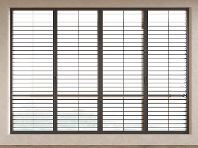 Modern Window Blinds with Horizontal Slats and Sleek Metal Frame Design 3d model