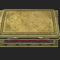 Vintage Style Ornate Golden Decorative Box With Red Interior And Intricate Patterns