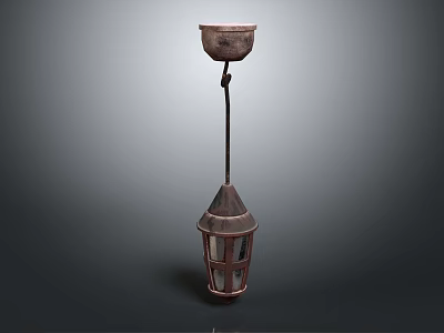 Vintage Industrial Pendant Light With Metal Structure And Glass Lampshade 3d model