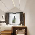 Hotel Guest Room Interior Design With Minimalist Style Wooden Floor White Bed Table And Chair