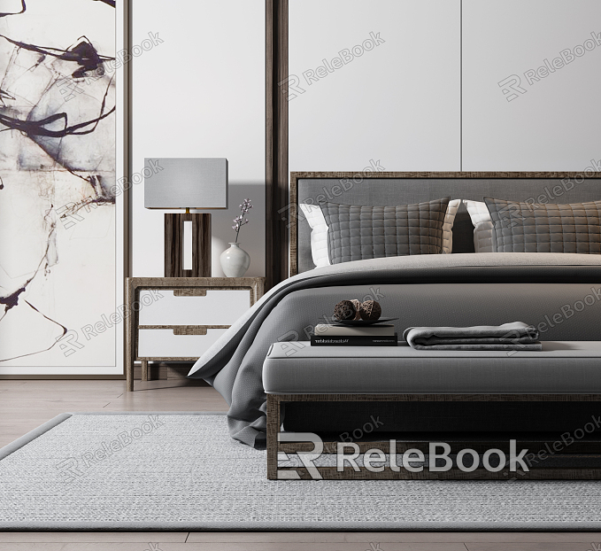 Modern background double bed model