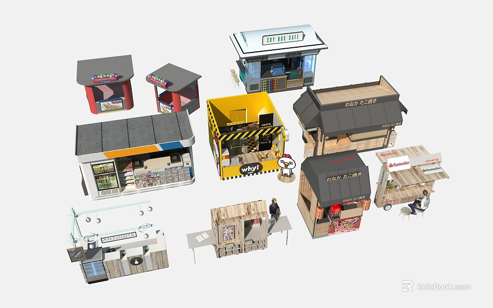 Miniature Shop Models With Multiple Styles Various Designs And Different Roof Types 3d model 