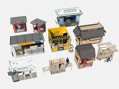 Miniature Shop Models With Multiple Styles Various Designs And Different Roof Types 3d model