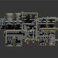 Industrial Equipment Structure With Pipes Valves And Cylindrical Storage Tanks