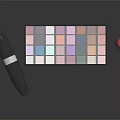 Professional Cosmetics Collection With Colorful Eyeshadow Palette Red Lipstick And Black Eyeliner