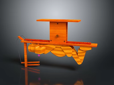 Children's Wooden Play Toy Featuring Orange Sliding Parts And Simple Design 3d model