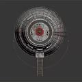 Future Architecture Conical Structure With Metal Surface Windows Ladder Red Graffiti And Top Antennas
