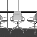 Modern Gray Office Chairs With Swivel Wheels Metal Base White Walls Gray Carpet