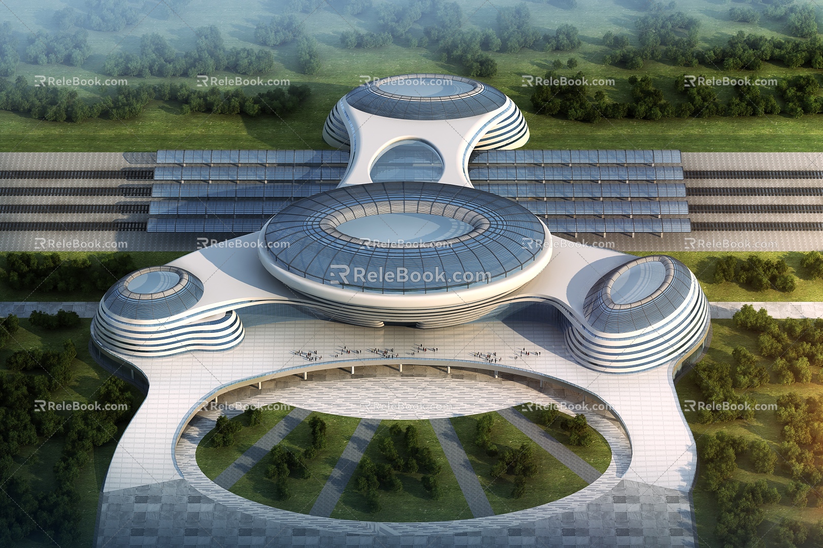 modern high-speed railway station 3d model