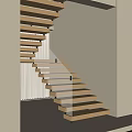 Elegant Wooden Staircase With Glass Railing Modern Minimalist Interior Design