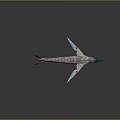 Futuristic Fantasy Aquatic Creature With Silver Body Blue Fins Purple Tail