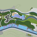 Park Landscape Design With Winding Paths Green Spaces And Water Features 3d model