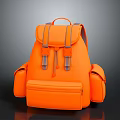Orange Backpack With Multiple Pockets Adjustable Straps Durable Material And Functional Design 3d model