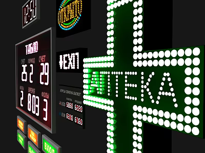 LED Decorative Lights For Digital Signage With Open Next Ticket And Numbers 3d model