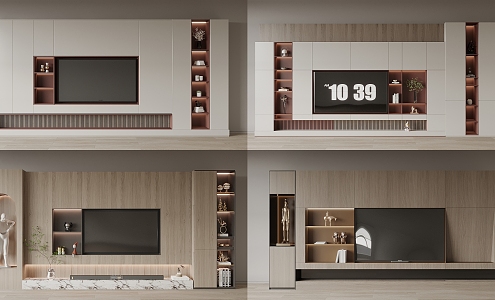 Modern TV background cabinet TV background wall 3d model