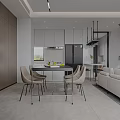Modern Living Dining Room Interior With Light Sofa Dining Table TV Wall And Area Rug