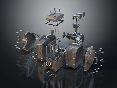modern engine motorcycle engine parts 3d model