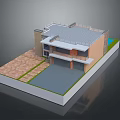 Modern Detached Villa Exterior With Terrace Garage And Garden Area