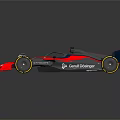 Red and Black Formula One Car with Aerodynamic Design Large Tires and Diffusione Livery