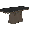 Contemporary Dining Table With Sleek Gray Top And Angular Brown Wooden Legs 3d model