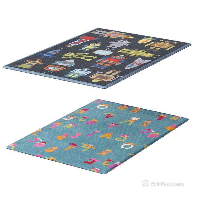 Colorful Floor Rugs With Various Playful Patterns For Home Decor 3d model 