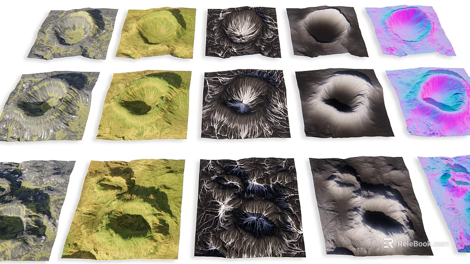 Garden Landscape Design With Multiple Circular Depressions And Varied Textures 3d model 