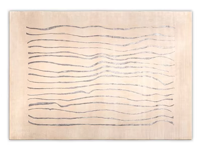 Modern Square Area Rug With Beige Background And Gray Wavy Lines Design 3d model